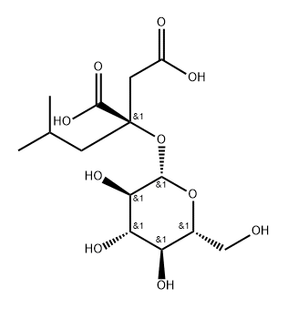 Butanedioic acid, 2-(β-D-glucopyranosyloxy)-2-(2-methylpropyl)-, (2R)- Struktur