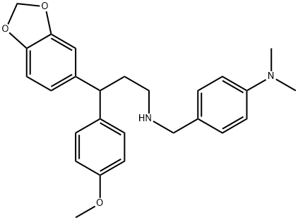 1,3-Benzodioxole-5-propanamine, N-[[4-(dimethylamino)phenyl]methyl]-γ-(4-methoxyphenyl)- Struktur