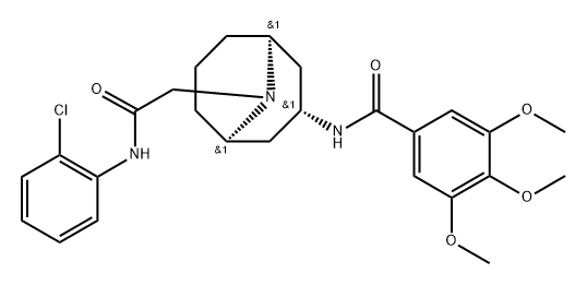 9-Azabicyclo[3.3.1]nonane-9-acetamide, N-(2-chlorophenyl)-3-[(3,4,5-trimethoxybenzoyl)amino]-, (3-exo)- Struktur