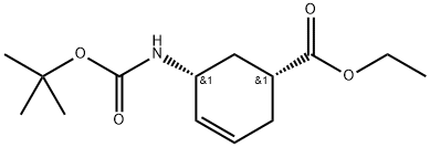 (1R, 5R)-5-tert-Butoxycarbonylamino-cyclohex-3-enecarboxylic acid ethyl ester Struktur