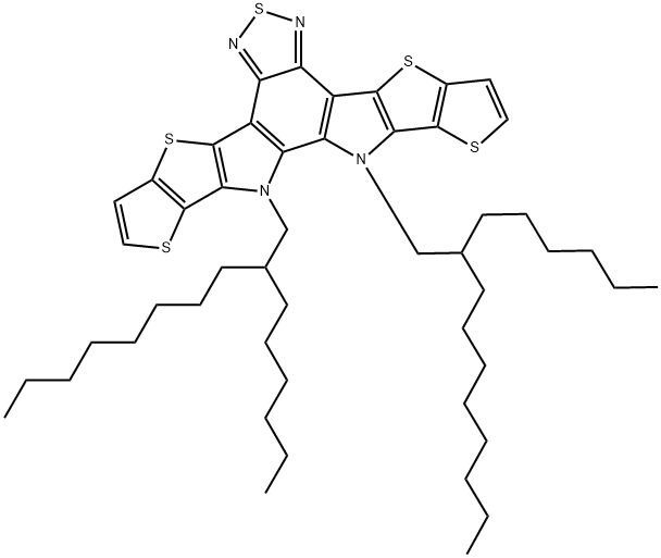 Dithieno[2'',3'':4',5']thieno[2',3':4,5]pyrrolo[3,2-e:2',3'-g][2,1,3]benzothiadiazole, 12,13-bis(2-hexyldecyl)-12,13-dihydro- Struktur