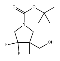 tert-butyl 3,3-difluoro-4-(hydroxymethyl)-4-methyl-pyrrolidine-1-carboxylate Struktur