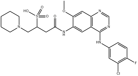 1-Piperidineethanesulfonic acid, α-[2-[[4-[(3-chloro-4-fluorophenyl)amino]-7-methoxy-6-quinazolinyl]amino]-2-oxoethyl]- Struktur