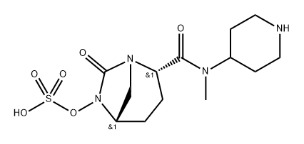 (2S,5S)-2-(methyl(piperidin-4-yl)carbamoyl)-7-oxo-1,6-diazabicyclo[3.2.1]octan-6-yl hydrogen sulfate Struktur