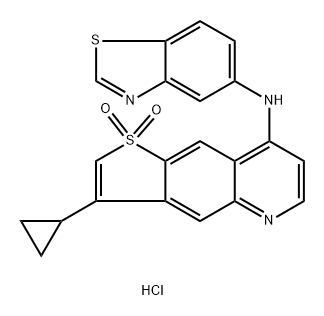 Thieno[2,3-g]quinolin-8-amine, N-5-benzothiazolyl-3-cyclopropyl-, 1,1-dioxide, hydrochloride (1:1) Struktur