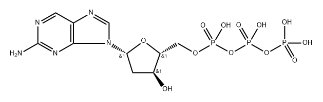 9H-Purin-2-amine, 9-[2-deoxy-5-O-[hydroxy[[hydroxy(phosphonooxy)phosphinyl]oxy]phosphinyl]-β-D-erythro-pentofuranosyl]- Struktur