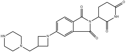 2-(2,6-dioxopiperidin-3-yl)-5-(3-(piperazin-1-ylmethyl)azetidin-1-yl)isoindoline-1,3-dione Struktur