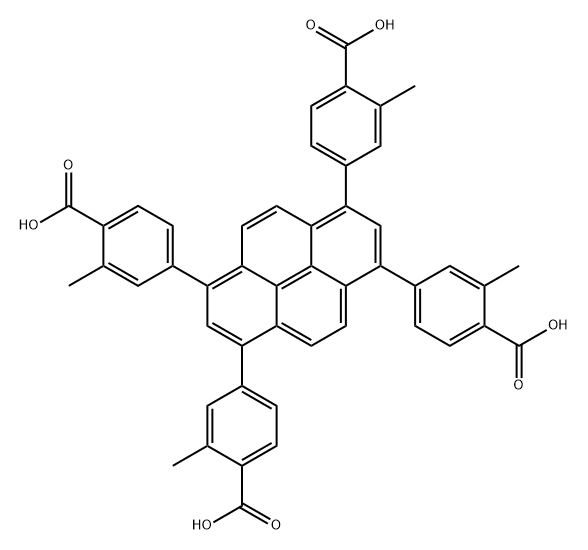 4,4',4'',4'''-(pyrene-1,3,6,8-tetrayl)tetrakis(2-methylbenzoic acid) Struktur