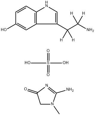 4H-Imidazol-4-one, 2-amino-1,5-dihydro-1-methyl-, compd. with 3-(2-aminoethyl-1,1,2,2-d4)-1H-indol-5-ol sulfate, hydrate (1:1:1:1) Struktur