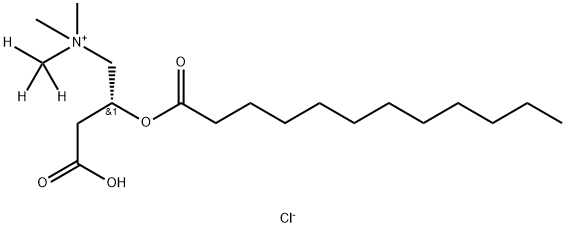 1-Propanaminium, 3-carboxy-N,N-dimethyl-N-(methyl-d3)-2-[(1-oxododecyl)oxy]-, chloride (1:1), (2R)- Struktur