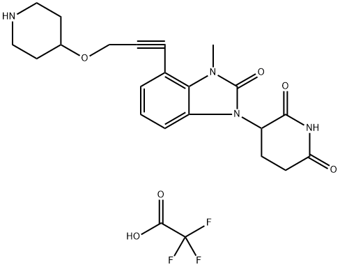 2,6-Piperidinedione, 3-[2,3-dihydro-3-methyl-2-oxo-4-[3-(4-piperidinyloxy)-1-propyn-1-yl]-1H-benzimidazol-1-yl]-, 2,2,2-trifluoroacetate (1:1) Struktur