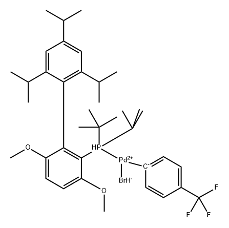 Palladium, bromo[[3,6-dimethoxy-2′,4′,6′-tris(1-methylethyl)[1,1′-biphenyl]-2-yl]bis(1,1-dimethylethyl)phosphine-κP][4-(trifluoromethyl)phenyl]- Struktur