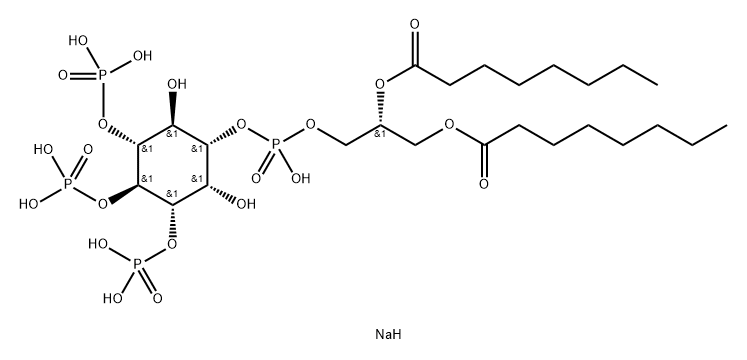 D-myo-Inositol, 1-[(2R)-2,3-bis[(1-oxooctyl)oxy]propyl hydrogen phosphate] 3,4,5-tris(dihydrogen phosphate), sodium salt (1:4) Struktur