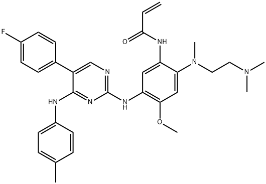 2-Propenamide, N-[2-[[2-(dimethylamino)ethyl]methylamino]-5-[[5-(4-fluorophenyl)-4-[(4-methylphenyl)amino]-2-pyrimidinyl]amino]-4-methoxyphenyl]- Struktur