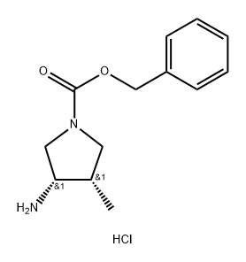 (3S,4S)-Benzyl 3-amino-4-methylpyrrolidine-1-carboxylate hydrochloride Struktur