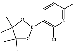 2-chloro-6-fluoro-3-(4,4,5,5-tetramethyl-1,3,2-dioxaborolan-2-yl)pyridine Struktur