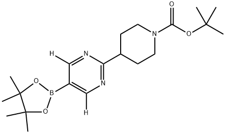 1-Piperidinecarboxylic acid, 4-[5-(4,4,5,5-tetramethyl-1,3,2-dioxaborolan-2-yl)-2-pyrimidinyl-4,6-d2]-, 1,1-dimethylethyl ester Struktur