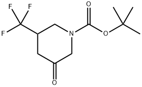 3-Oxo-5-trifluoromethyl-piperidine-1-carboxylic acid tert-butyl ester Struktur