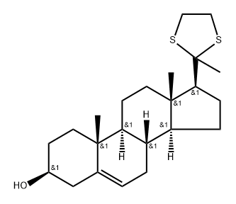 Pregn-5-en-20-one,3-hydroxy-, cyclic 1,2-ethanediyl dithioacetal, (3b)- (9CI) Struktur