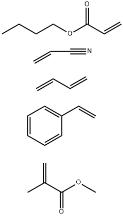 2-Propenoic acid, 2-methyl-, methyl ester, polymer with 1,3-butadiene, butyl 2-propenoate, ethenylbenzene and 2-propenenitrile Struktur