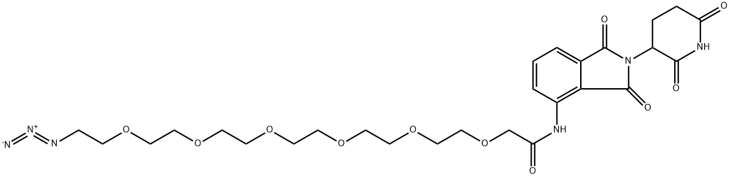 Acetamide, 2-[(17-azido-3,6,9,12,15-pentaoxaheptadec-1-yl)oxy]-N-[2-(2,6-dioxo-3-piperidinyl)-2,3-dihydro-1,3-dioxo-1H-isoindol-4-yl]- Struktur