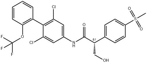 Benzeneacetamide, N-[2,6-dichloro-2'-(trifluoromethoxy)[1,1'-biphenyl]-4-yl]-α-(hydroxymethyl)-4-(methylsulfonyl)-, (αR)- Struktur