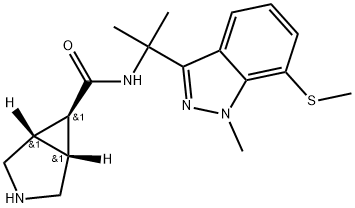 3-Azabicyclo[3.1.0]hexane-6-carboxamide, N-[1-methyl-1-[1-methyl-7-(methylthio)-1H-indazol-3-yl]ethyl]-, (1α,5α,6-exo,6α)- Struktur