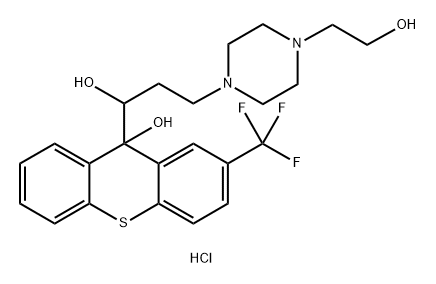 1-Piperazinepropanol, 4-(2-hydroxyethyl)-α-[9-hydroxy-2-(trifluoromethyl)-9H-thioxanthen-9-yl]-, hydrochloride (1:2) Struktur