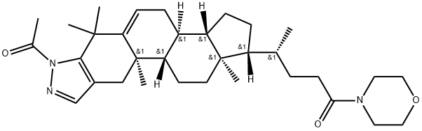 2'H-Chola-2,5-dieno[3,2-c]pyrazol-24-one, 2'-acetyl-4,4-dimethyl-24-(4-morpholinyl)- Struktur