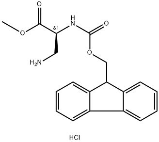 L-Alanine, 3-amino-N-[(9H-fluoren-9-ylmethoxy)carbonyl]-, methyl ester, hydrochloride (1:1) Struktur