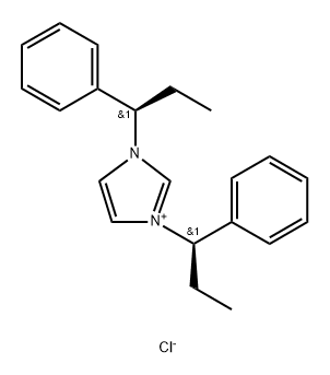 1H-Imidazolium, 1,3-bis[(1R)-1-phenylpropyl]-, chloride (1:1) Struktur