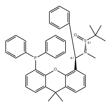 2-Propanesulfinamide, N-[(R)-[5-(diphenylphosphino)-9,9-dimethyl-9H-xanthen-4-yl]phenylmethyl]-N,2-dimethyl-, [S(R)]- Struktur