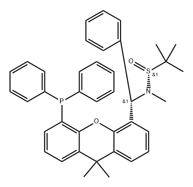 2-Propanesulfinamide, N-[(S)-[5-(diphenylphosphino)-9,9-dimethyl-9H-xanthen-4-yl]phenylmethyl]-N,2-dimethyl-, [S(R)]- Struktur