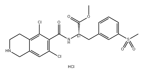 methyl (S)-2-(5,7-dichloro-1,2,3,4-tetrahydroisoquinoline-6-carboxamido)-3-(3-(methylsulfonyl)phenyl) propanoate hydrochloride Struktur