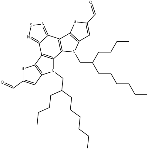 Dithieno[2',3':4,5]pyrrolo[3,2-e:2',3'-g][2,1,3]benzothiadiazole-2,8-dicarboxaldehyde, 10,11-bis(2-butyloctyl)-10,11-dihydro- Struktur