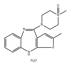 1-methyl-4-(2-methyl-10H-benzo[b]thieno[2,3-e][1,4]diazepin-4-yl) piperazine 1-oxide dihydrate Struktur