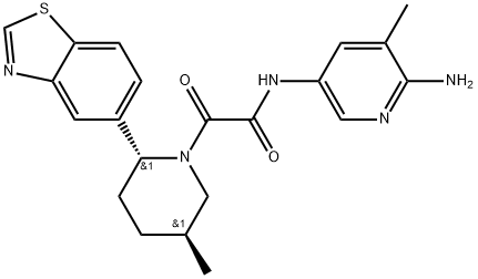 1-Piperidineacetamide, N-(6-amino-5-methyl-3-pyridinyl)-2-(5-benzothiazolyl)-5-methyl-α-oxo-, (2R,5S)- Struktur