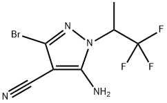 5-Amino-3-bromo-1-(2,2,2-trifluoro-1-methyl-ethyl)-1H-pyrazole-4-carbonitrile Struktur