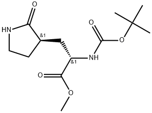 3-Pyrrolidinepropanoic acid, α-[[(1,1-dimethylethoxy)carbonyl]amino]-2-oxo-, methyl ester, (αS,3R)- Struktur