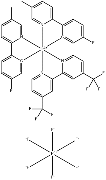 4,4'-Bis-trifluoromethyl]bis[(5-fluoro-2-(5-methyl-2-pyridinyl)phenyl]iridium(III) hexafluorophosphate Struktur