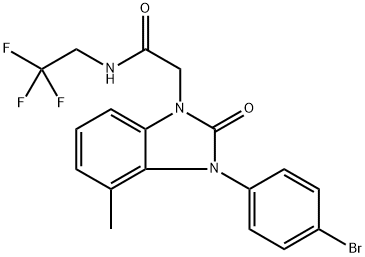 1H-Benzimidazole-1-acetamide, 3-(4-bromophenyl)-2,3-dihydro-4-methyl-2-oxo-N-(2,2,2-trifluoroethyl)- Struktur