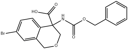 4-(((benzyloxy)carbonyl)amino)-7-bromoisochromane-4-carboxylic acid Struktur