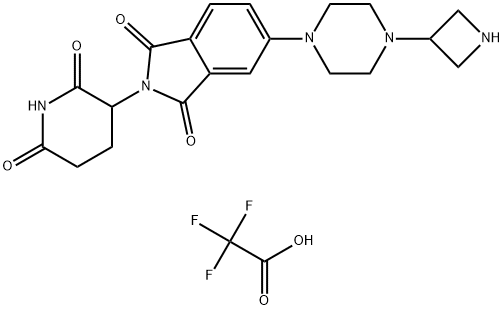 2,2,2-trifluoroacetaldehyde--5-(4-(azetidin-3-yl)piperazin-1-yl)-2-(2,6-dioxopiperidin-3-yl)isoindoline-1,3-dione (1/1) TFA Struktur