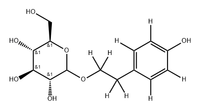 (2R,3S,4S,5R)-2-(hydroxymethyl)-6-(2-(4-hydroxyphenyl-2,3,5,6-d4)ethoxy-1,1,2,2-d4)tetrahydro-2H-pyran-3,4,5-triol Struktur