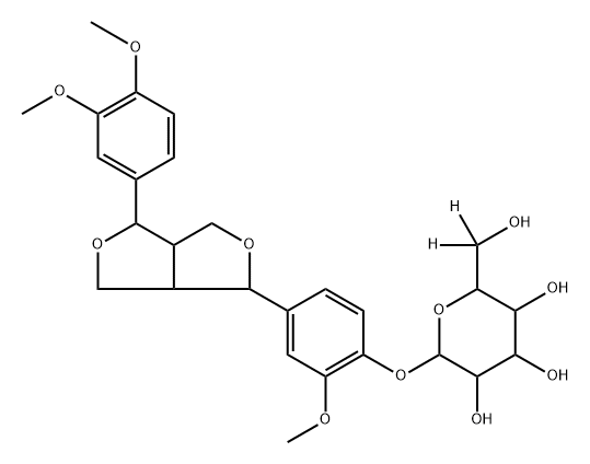 2-(4-(4-(3,4-dimethoxyphenyl)tetrahydro-1H,3H-furo[3,4-c]furan-1-yl)-2-methoxyphenoxy)-6-(hydroxymethyl-d2)tetrahydro-2H-pyran-3,4,5-triol Struktur