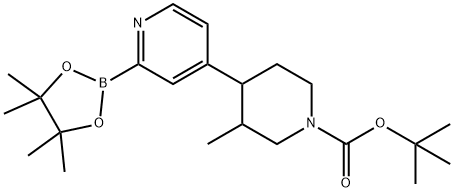 tert-butyl 3-methyl-4-(2-(4,4,5,5-tetramethyl-1,3,2-dioxaborolan-2-yl)pyridin-4-yl)piperidine-1-carboxylate Struktur