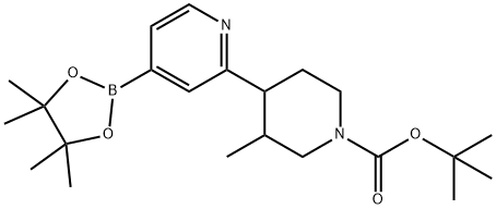 tert-butyl 3-methyl-4-(4-(4,4,5,5-tetramethyl-1,3,2-dioxaborolan-2-yl)pyridin-2-yl)piperidine-1-carboxylate Struktur