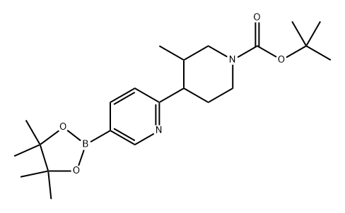 tert-butyl 3-methyl-4-(5-(4,4,5,5-tetramethyl-1,3,2-dioxaborolan-2-yl)pyridin-2-yl)piperidine-1-carboxylate Struktur