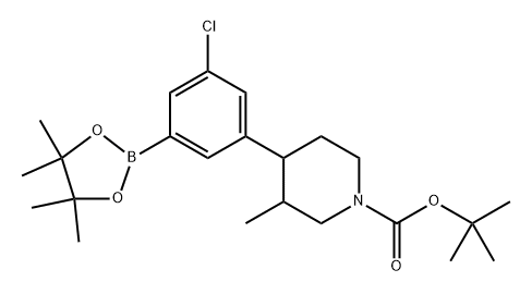 tert-butyl 4-(3-chloro-5-(4,4,5,5-tetramethyl-1,3,2-dioxaborolan-2-yl)phenyl)-3-methylpiperidine-1-carboxylate Struktur