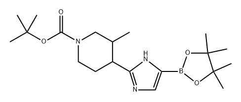 tert-butyl 3-methyl-4-(5-(4,4,5,5-tetramethyl-1,3,2-dioxaborolan-2-yl)-1H-imidazol-2-yl)piperidine-1-carboxylate Struktur